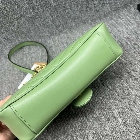 100% Authentic GUCCI GG Marmont Green Small Leather Shoulder Bag - Picture 9 of 16